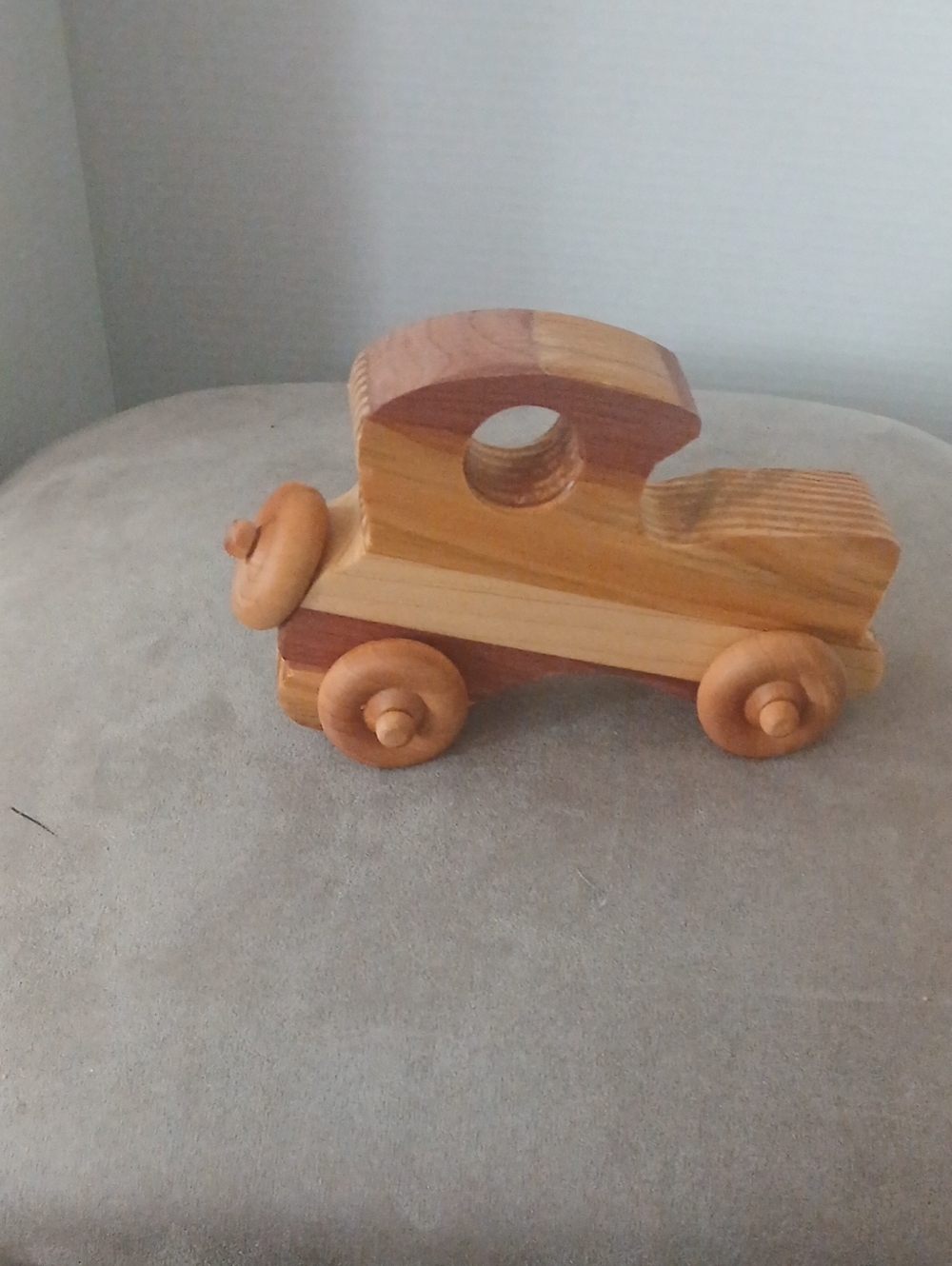 Wooden Pull Toy Car in Natural Wood Finish